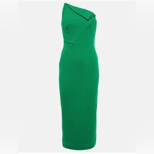 Roland Mouret gorgeous wool blend strapless dress in emerald green